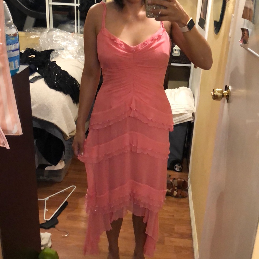 Pink layered silk dress